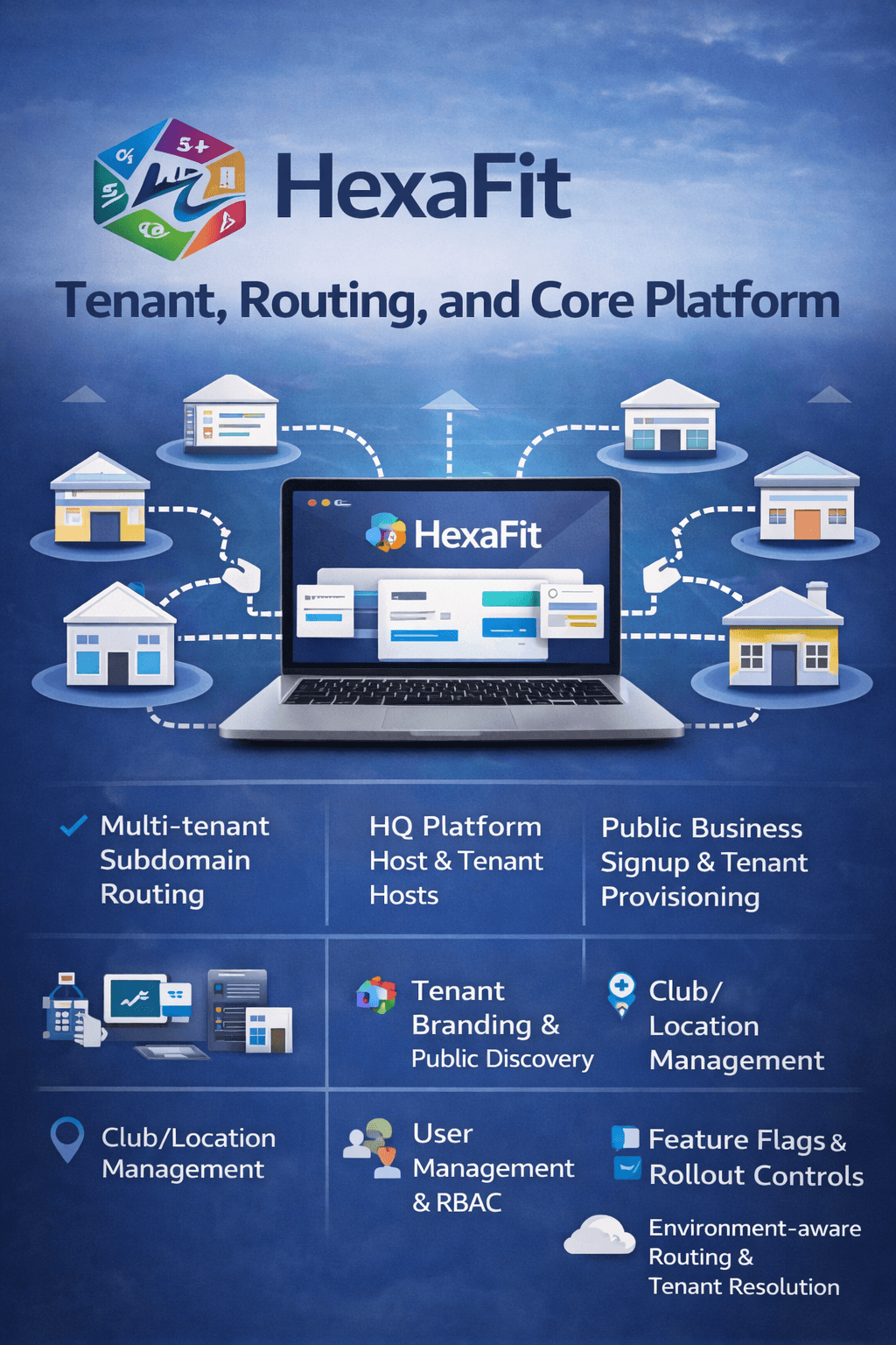 HexaFit core platform and multi-brand routing architecture