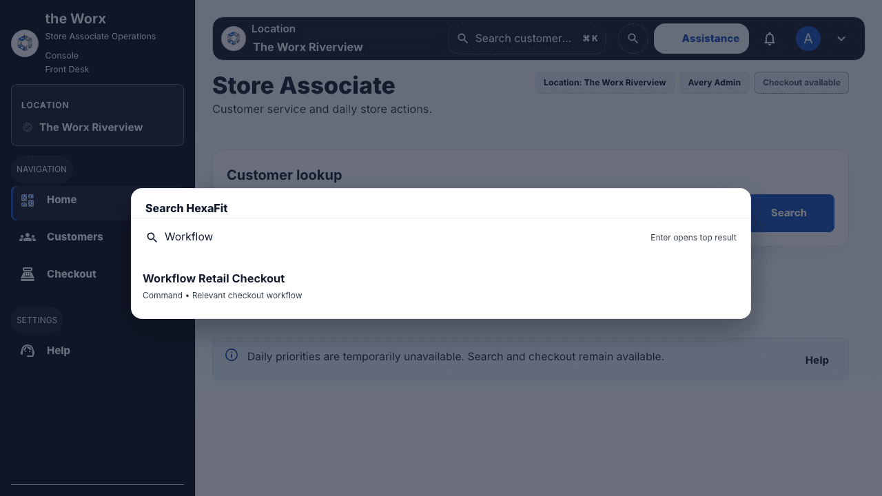 Real HexaFit enterprise command search